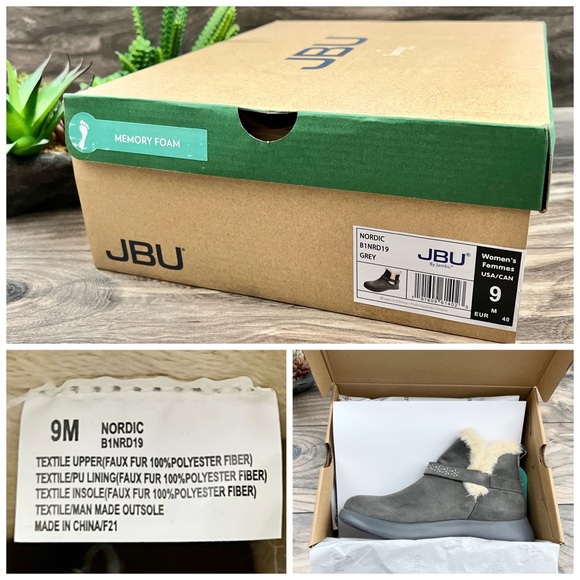 NIB JBU Jambu Nordic Faux Fur Lined Ankle Boots Bootie Grey - Picture 13 of 13